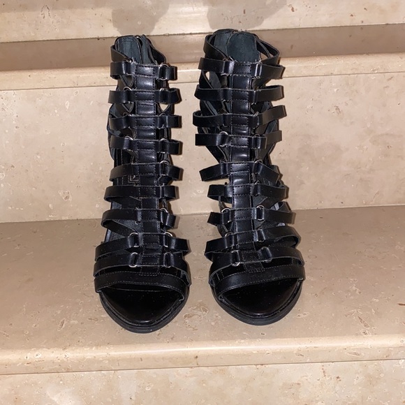 BCBGeneration Black Leather Zipper High Rise Heels - Picture 4 of 9